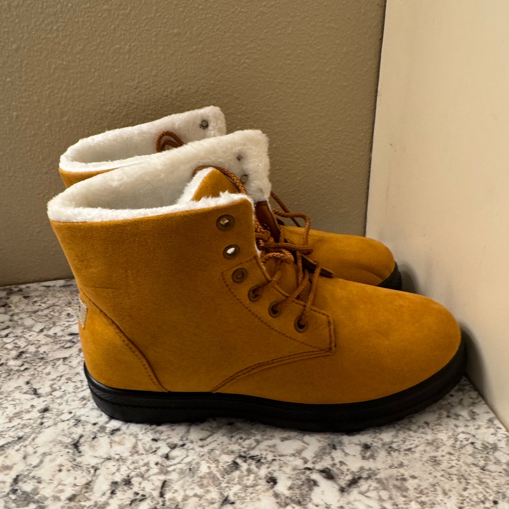 Cozy Mustard Yellow Boots With White Lining